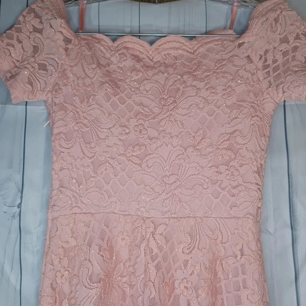 City Studio off the shoulder pink sparkle dress. - Picture 10 of 13